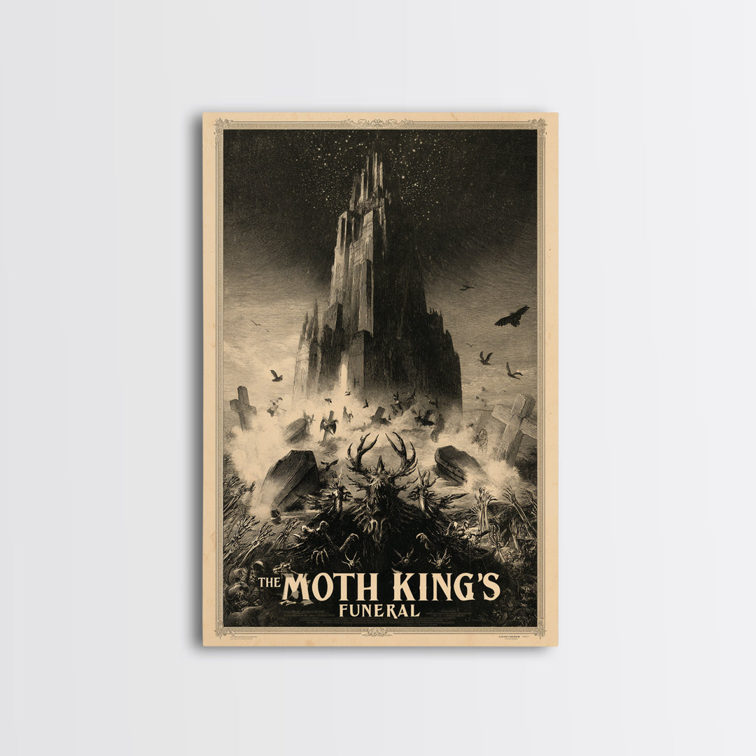 The Moth King'S Funeral, English Language Horror Movie Poster, Gothic Engraving Art, Retro Horror Movie Art, Canvas Print