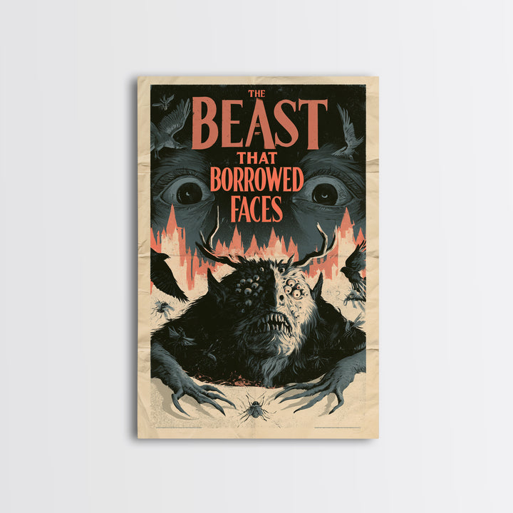 The Beast That Borrowed Faces, English Language Horror Movie Poster, 1930s Horror Art, Cult Horror Poster, Framed Canvas Print