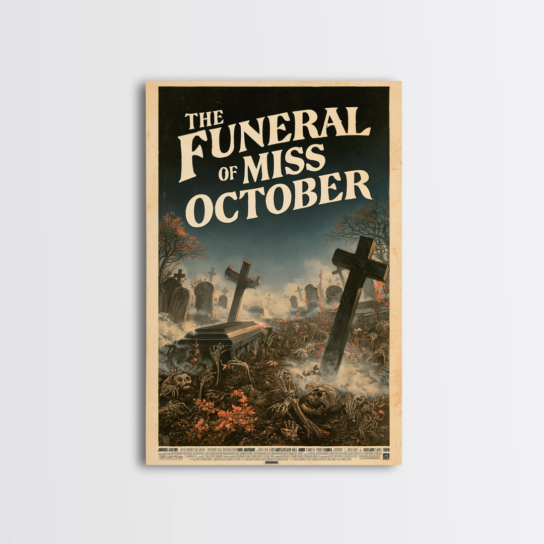 The Funeral Of Miss October, English Language Horror Movie Poster, Stained Glass Gothic Art, Cult Horror Poster, Canvas Print