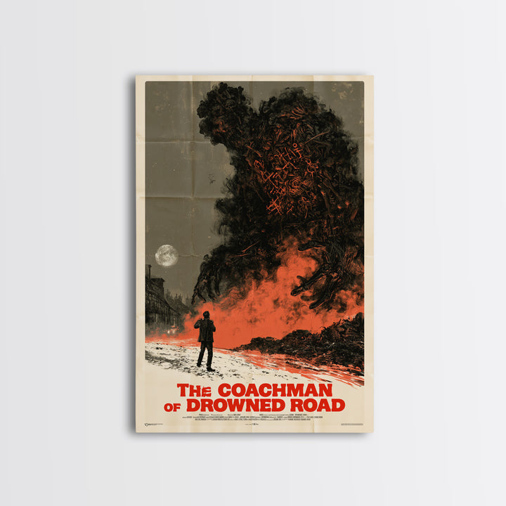 The Coachman Of Drowned Road, English Language Horror Movie Poster, Giallo Horror Art, Classic Monster Poster, Canvas Print