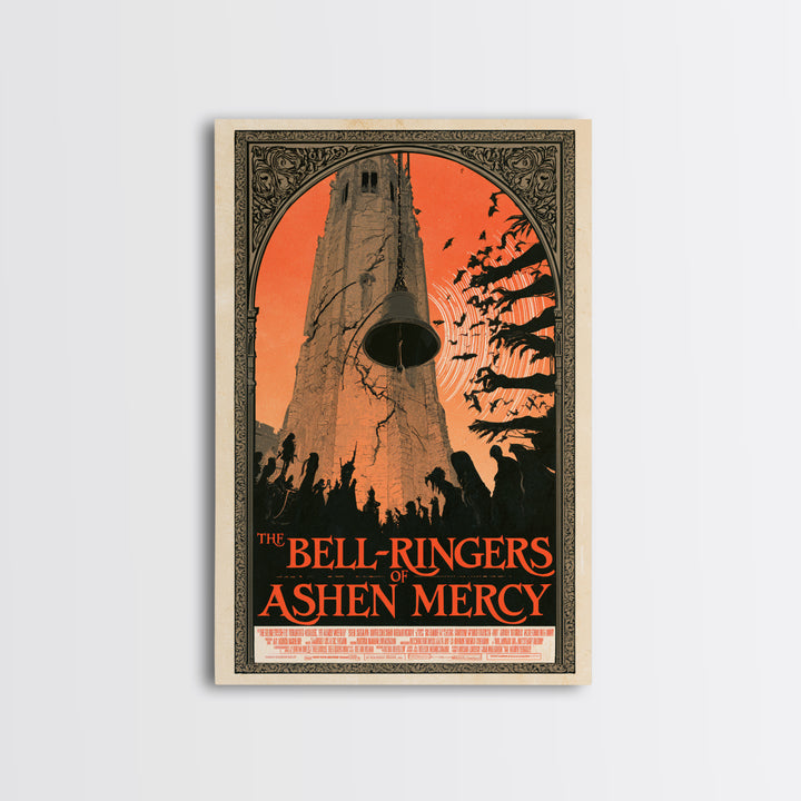 The Bell-Ringers Of Ashen Mercy, English Language Horror Movie Poster, Decadent Line Art, Cult Horror Poster, Canvas Print