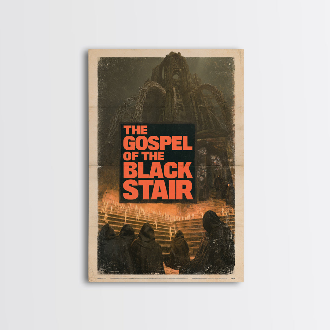 The Gospel Of The Black Stair, English Language Horror Movie Poster, 1970s Horror Art, Retro Horror Movie Art, Canvas Print