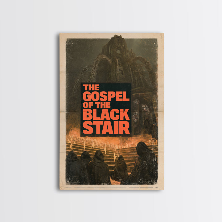 The Gospel Of The Black Stair, English Language Horror Movie Poster, 1970s Horror Art, Retro Horror Movie Art, Canvas Print