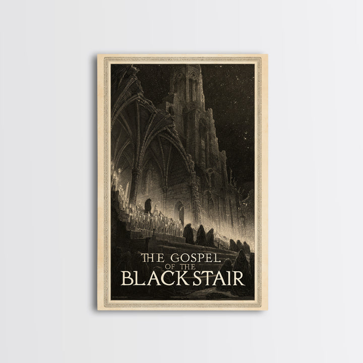 The Gospel Of The Black Stair, English Language Horror Movie Poster, Gothic Engraving Art, Gothic Cinema Wall Art, Canvas Print