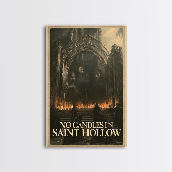 No Candles In Saint Hollow, English Language Horror Movie Poster, Dark Romantic Horror Art, Classic Monster Poster, Canvas Print