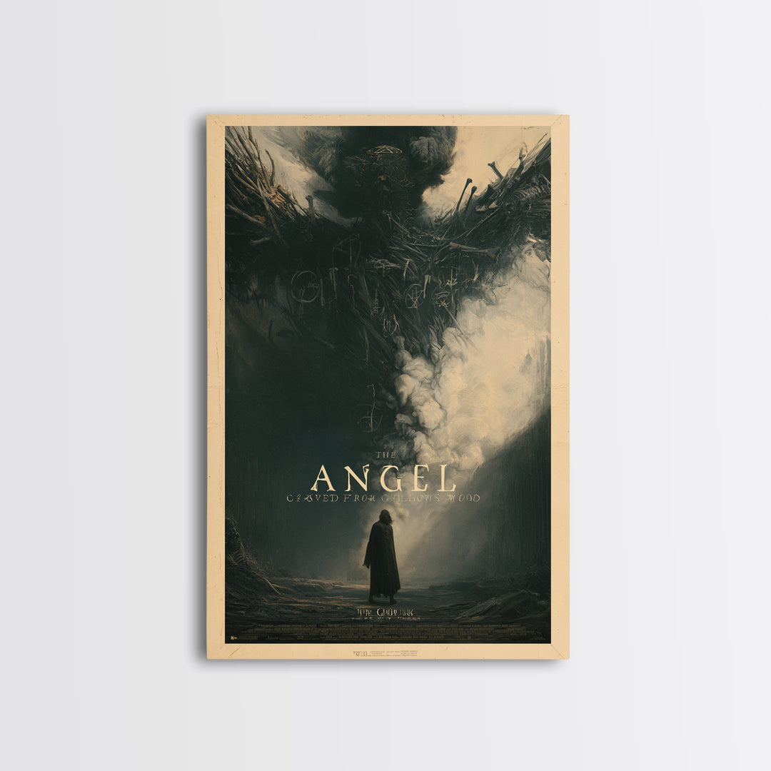 The Angel Carved From Gallows Wood, English Language Horror Movie Poster, Gothic Nightmare Art, Classic Monster Poster, Canvas Print