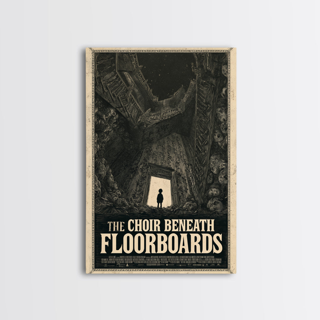 The Choir Beneath The Floorboards, English Language Horror Movie Poster, Gothic Engraving Art, Retro Horror Movie Art, Dark Fantasy Art
