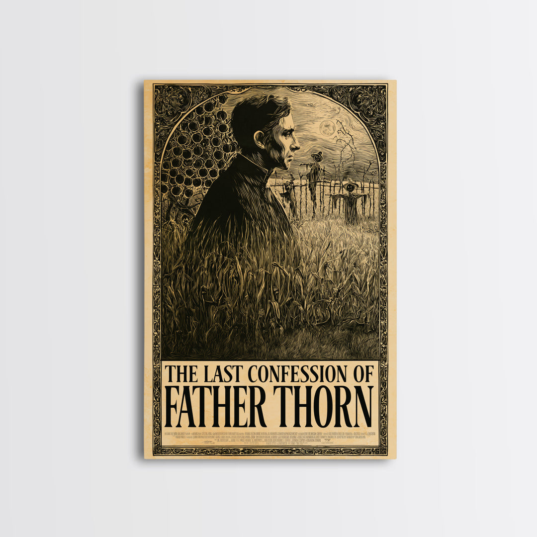 The Last Confession Of Father Thorn, English Language Horror Movie Poster, Decadent Line Art, Gothic Cinema Wall Art
