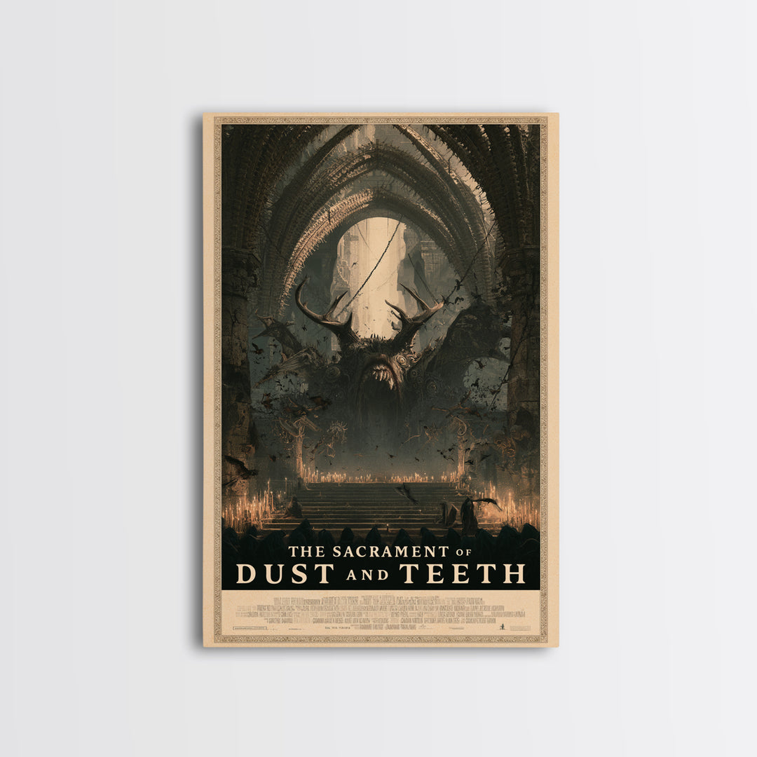 The Sacrament Of Dust And Teeth, English Language Horror Movie Poster, Architectural Etching Art, Retro Horror Movie Art