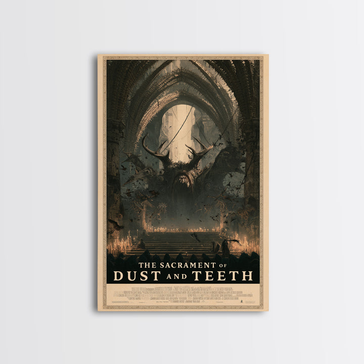 The Sacrament Of Dust And Teeth, English Language Horror Movie Poster, Architectural Etching Art, Retro Horror Movie Art