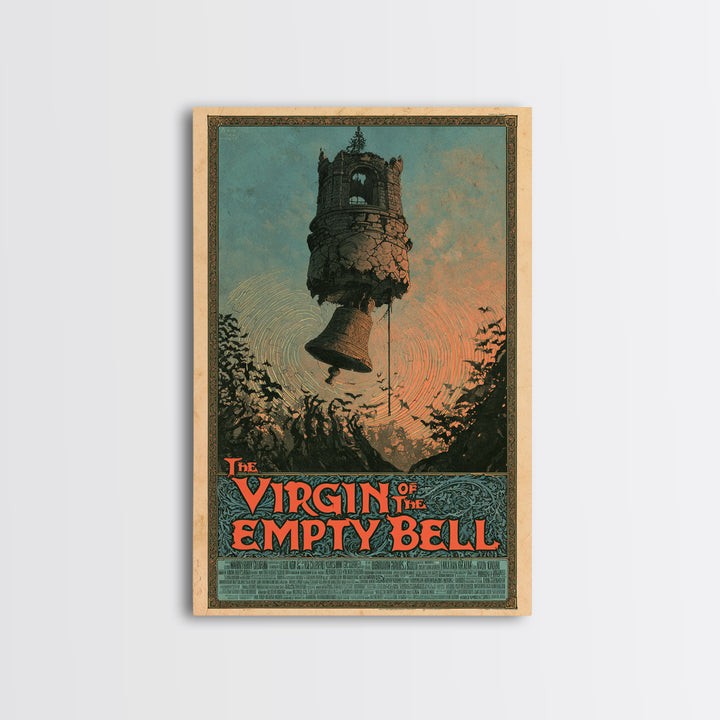 The Virgin Of The Empty Bell, English Language Horror Movie Poster, Stained Glass Gothic Art, Retro Horror Movie Art, Framed Canvas Print