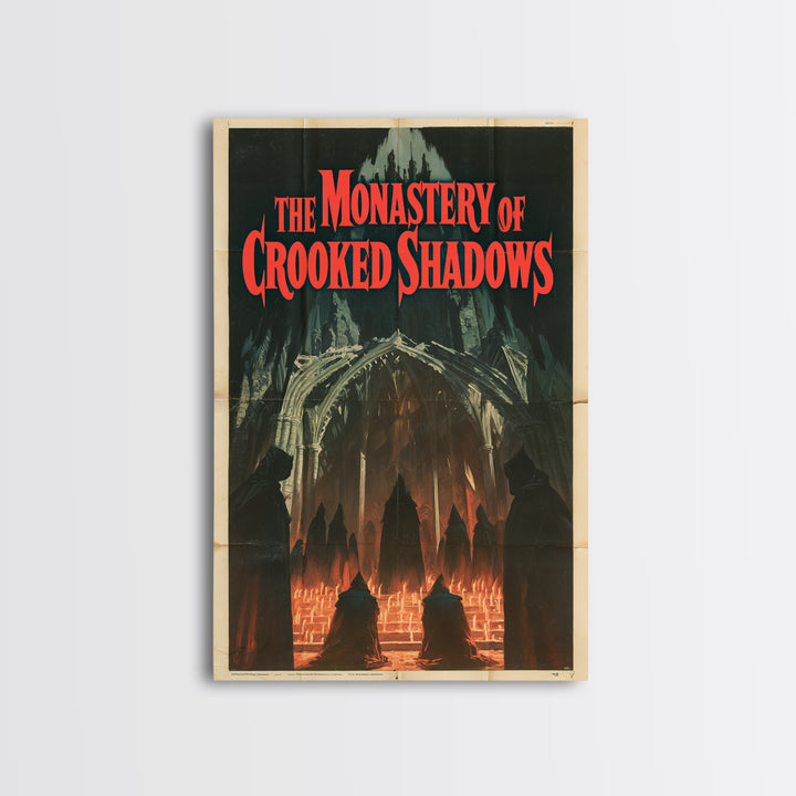 The Monastery Of Crooked Shadows, English Language Horror Movie Poster, 1960s Horror Art, Classic Monster Poster, Framed Canvas Print