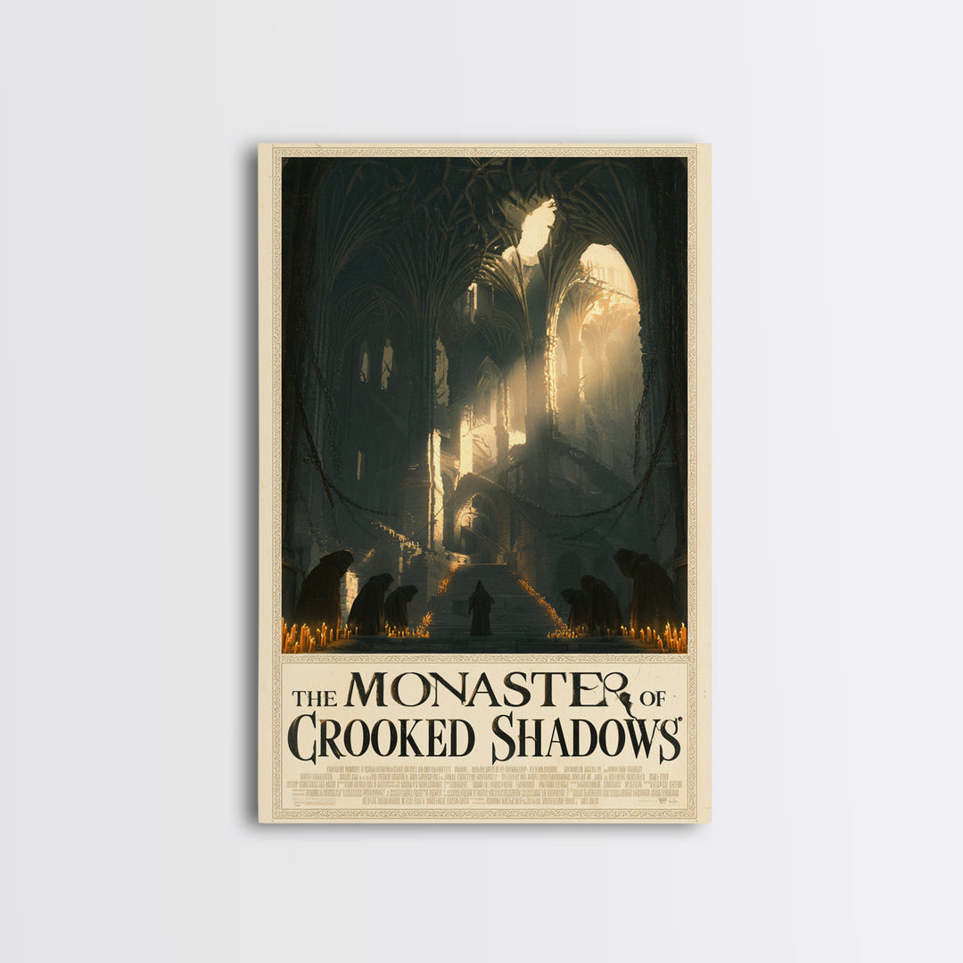 The Monastery Of Crooked Shadows, English Language Horror Movie Poster, Architectural Etching Art, Cult Horror Poster
