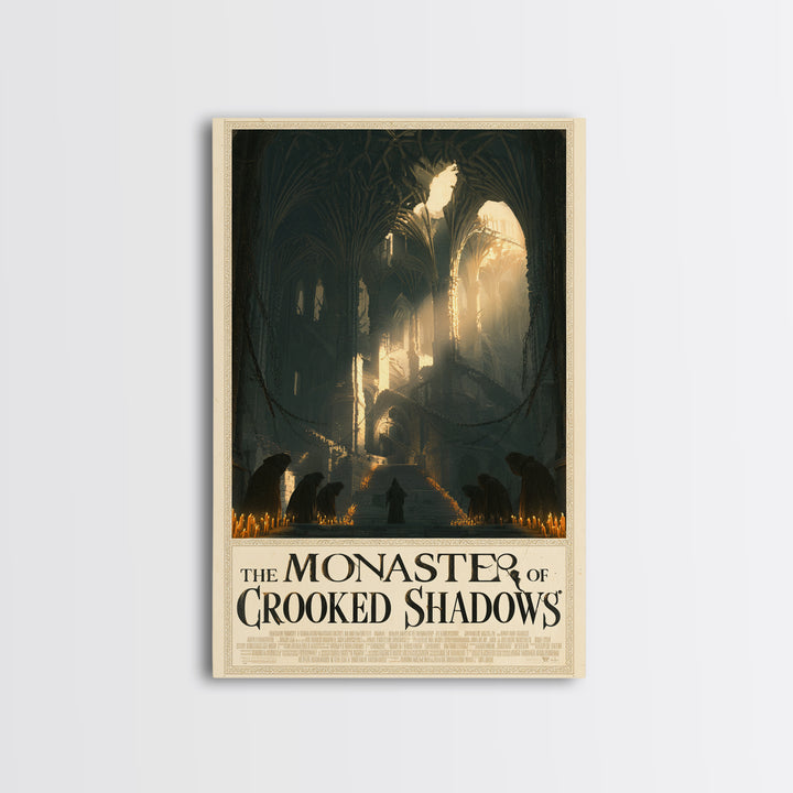 The Monastery Of Crooked Shadows, English Language Horror Movie Poster, Architectural Etching Art, Cult Horror Poster