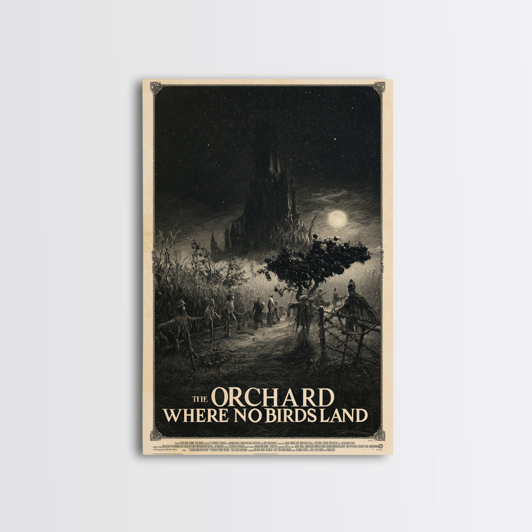 The Orchard Where No Birds Land, English Language Horror Movie Poster, Gothic Engraving Art, Cult Horror Poster, Canvas Print