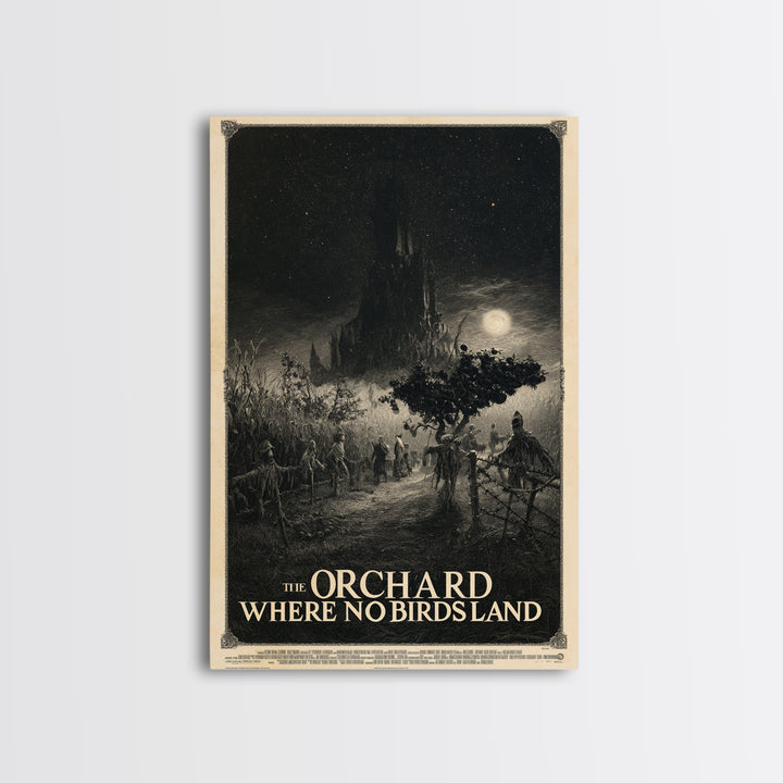 The Orchard Where No Birds Land, English Language Horror Movie Poster, Gothic Engraving Art, Cult Horror Poster, Canvas Print