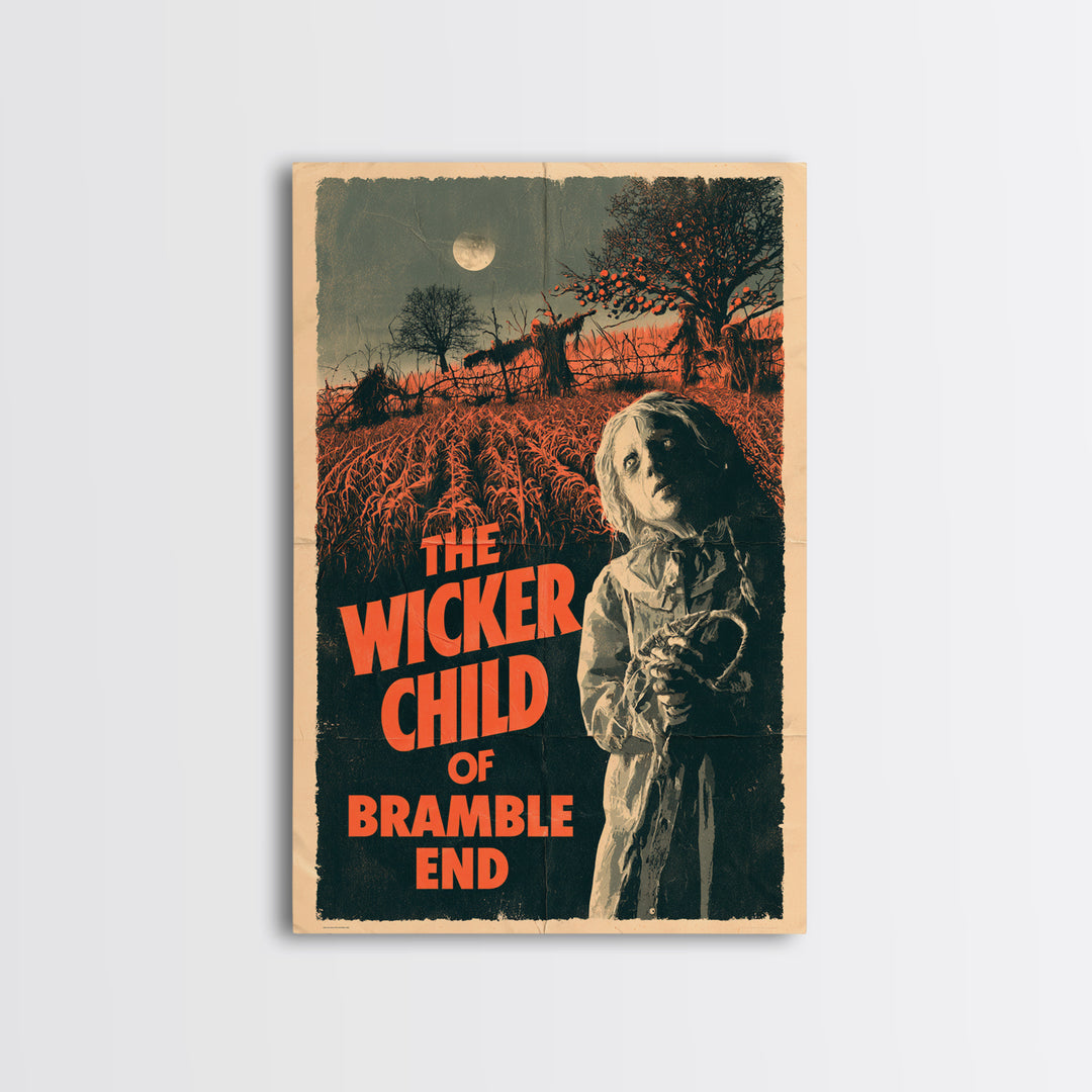 The Wicker Child Of Bramble End, English Language Horror Movie Poster, 1970s Horror Art, Gothic Cinema Wall Art, Framed Canvas Print