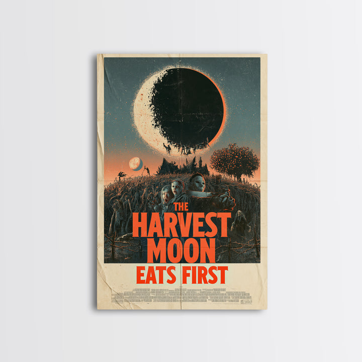 The Harvest Moon Eats First, English Language Horror Movie Poster, Giallo Horror Art, Gothic Cinema Wall Art, Canvas Print