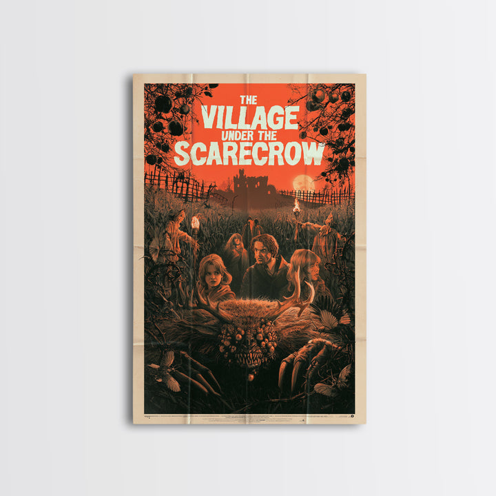 The Village Under The Scarecrow, English Language Horror Movie Poster, 1960s Horror Art, Retro Horror Movie Art, Canvas Print