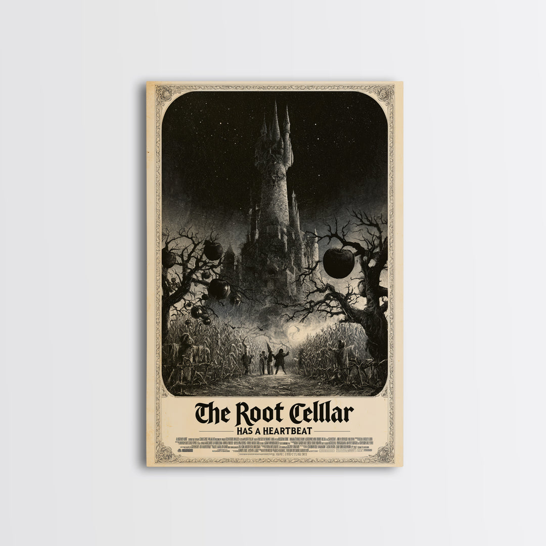 The Root Cellar Has A Heartbeat, English Language Horror Movie Poster, Gothic Engraving Art, Gothic Cinema Wall Art, Horror Wall Decor