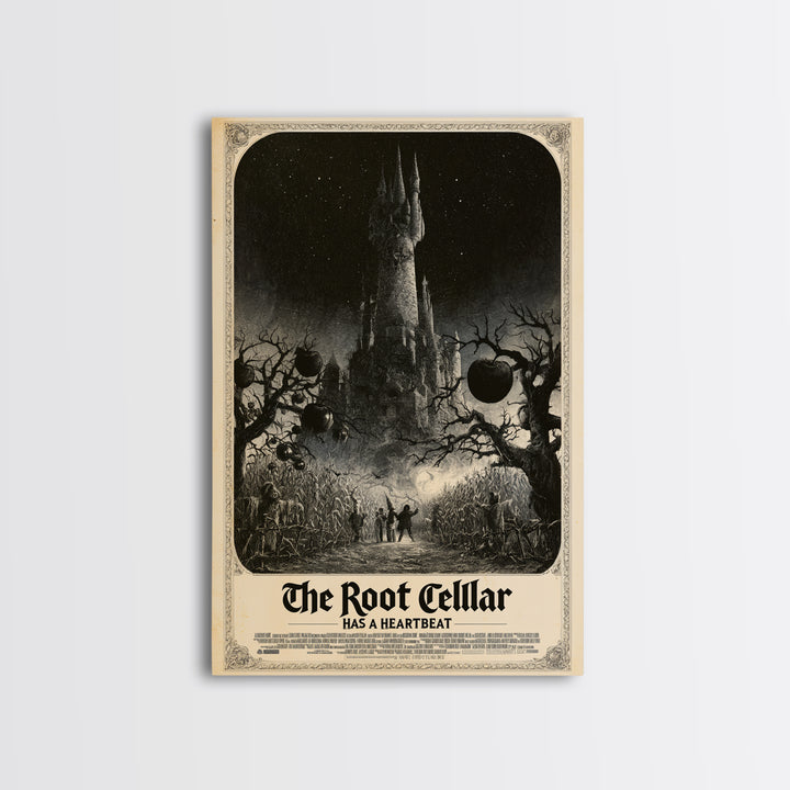 The Root Cellar Has A Heartbeat, English Language Horror Movie Poster, Gothic Engraving Art, Gothic Cinema Wall Art, Horror Wall Decor