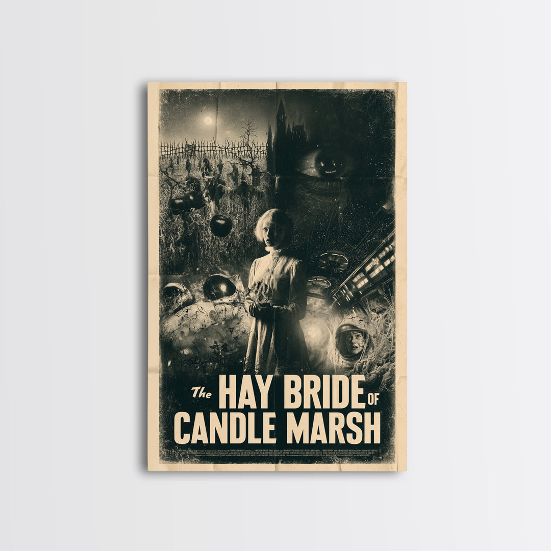 The Hay Bride Of Candle Marsh, English Language Horror Movie Poster, 1930s Horror Art, Cult Horror Poster, Framed Canvas Print