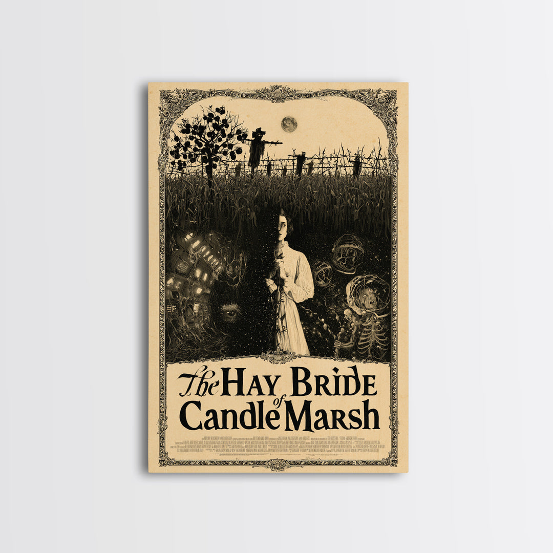 The Hay Bride Of Candle Marsh, English Language Horror Movie Poster, Decadent Line Art, Classic Monster Poster