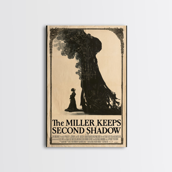The Miller Keeps A Second Shadow, English Language Horror Movie Poster, Decadent Line Art, Classic Monster Poster, Canvas Print