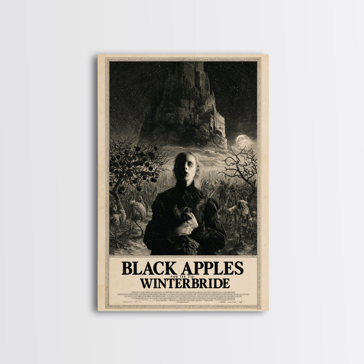 Black Apples For The Winter Bride, English Language Horror Movie Poster, Gothic Engraving Art, Retro Horror Movie Art