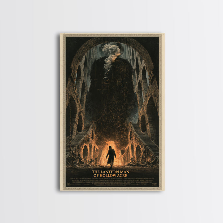 The Lantern Man Of Hollow Acre, English Language Horror Movie Poster, Architectural Etching Art, Classic Monster Poster