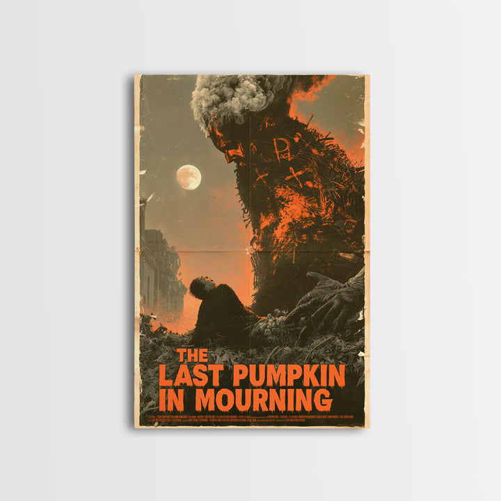 The Last Pumpkin In Mourning, English Language Horror Movie Poster, Giallo Horror Art, Gothic Cinema Wall Art, Framed Canvas Print