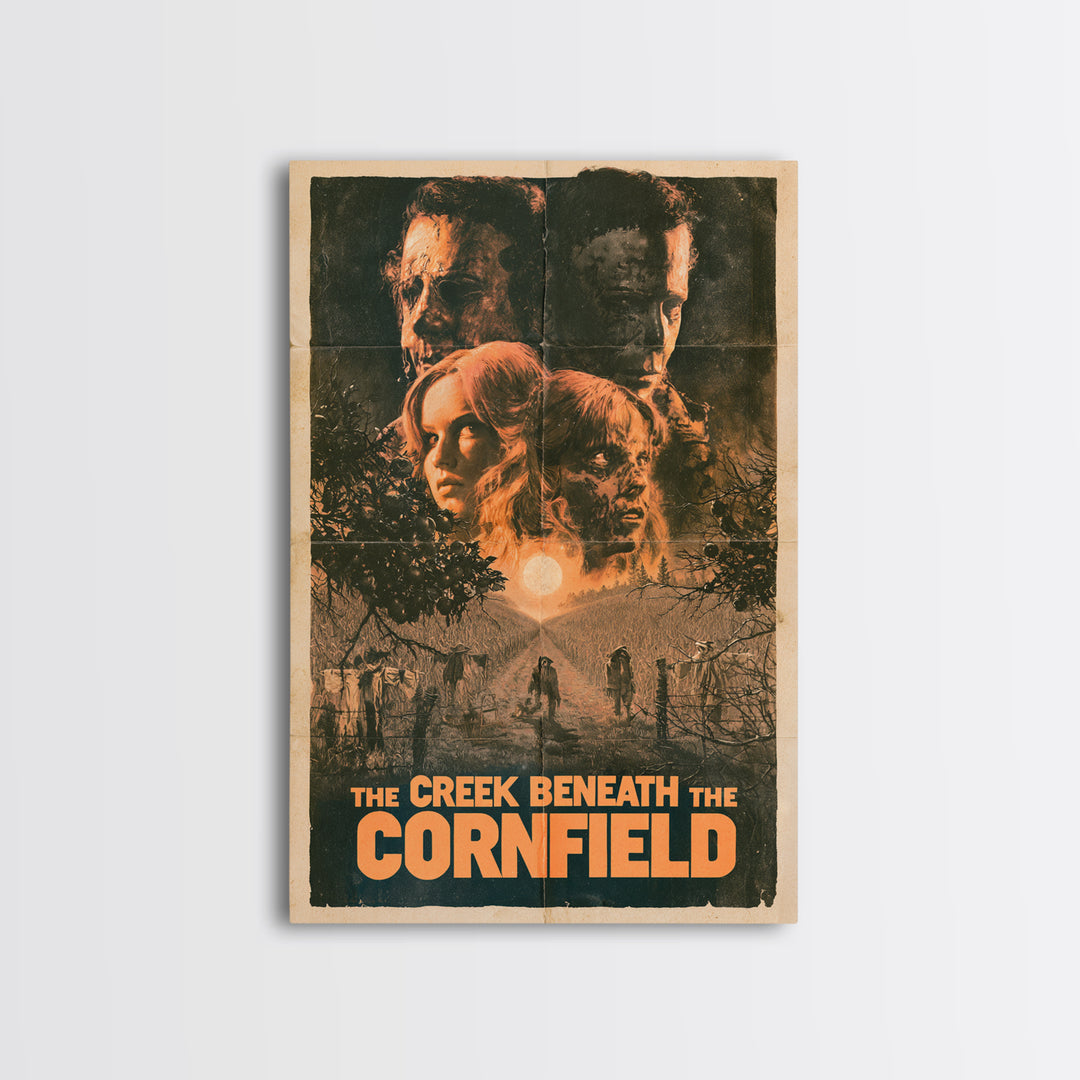 The Creek Beneath The Cornfield, English Language Horror Movie Poster, 1970s Horror Art, Gothic Cinema Wall Art, Canvas Print