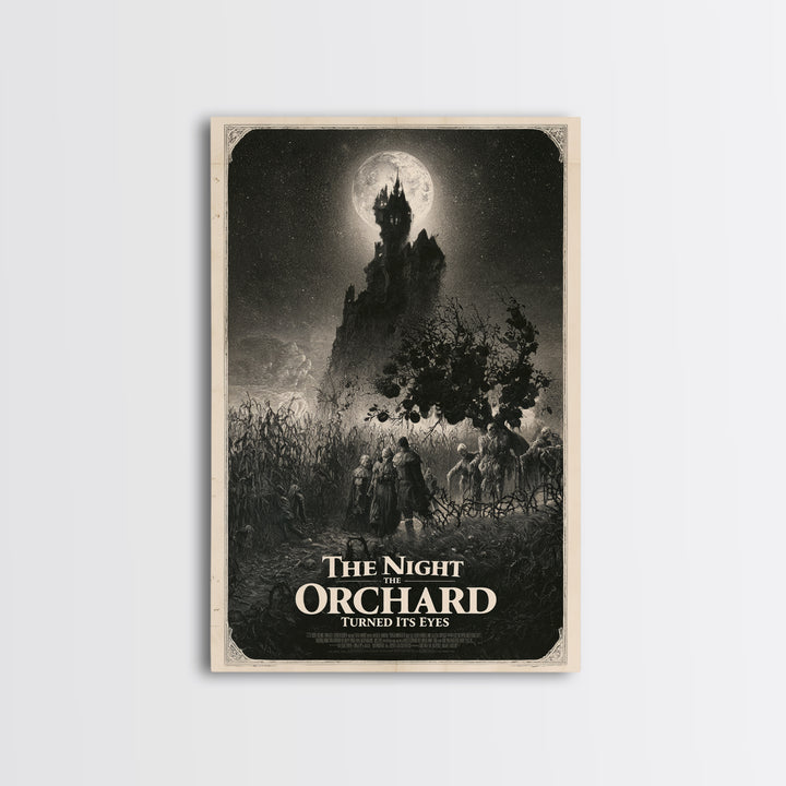 The Night The Orchard Turned Its Eyes, English Language Horror Movie Poster, Gothic Engraving Art, Gothic Cinema Wall Art