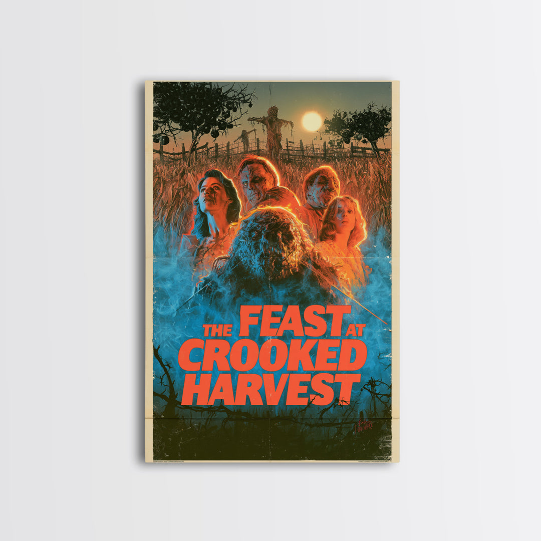 The Feast At Crooked Harvest, English Language Horror Movie Poster, 1980s Vhs Nightmare Cover Inspired Art, Gothic Cinema Wall Art