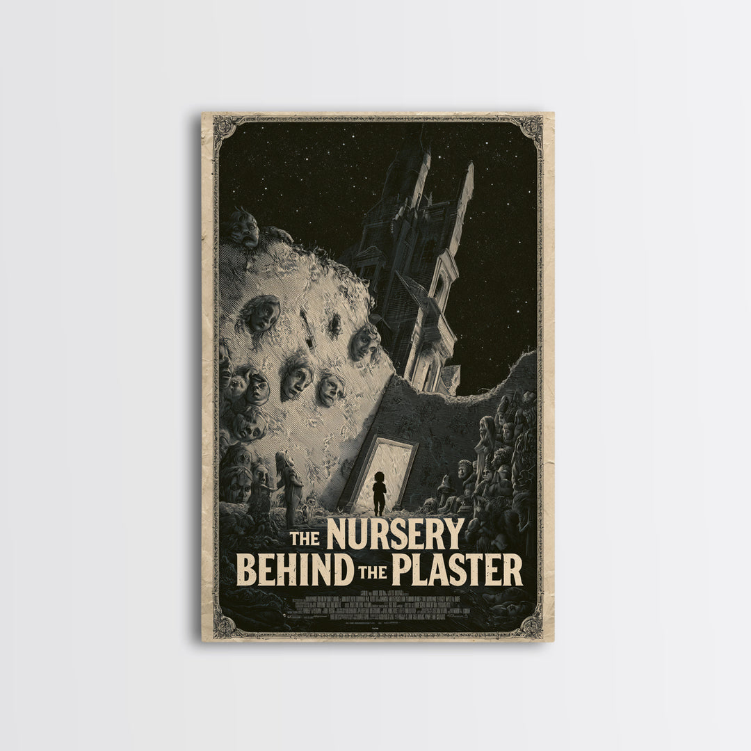 The Nursery Behind The Plaster, English Language Horror Movie Poster, Gothic Engraving Art, Gothic Cinema Wall Art, Canvas Print