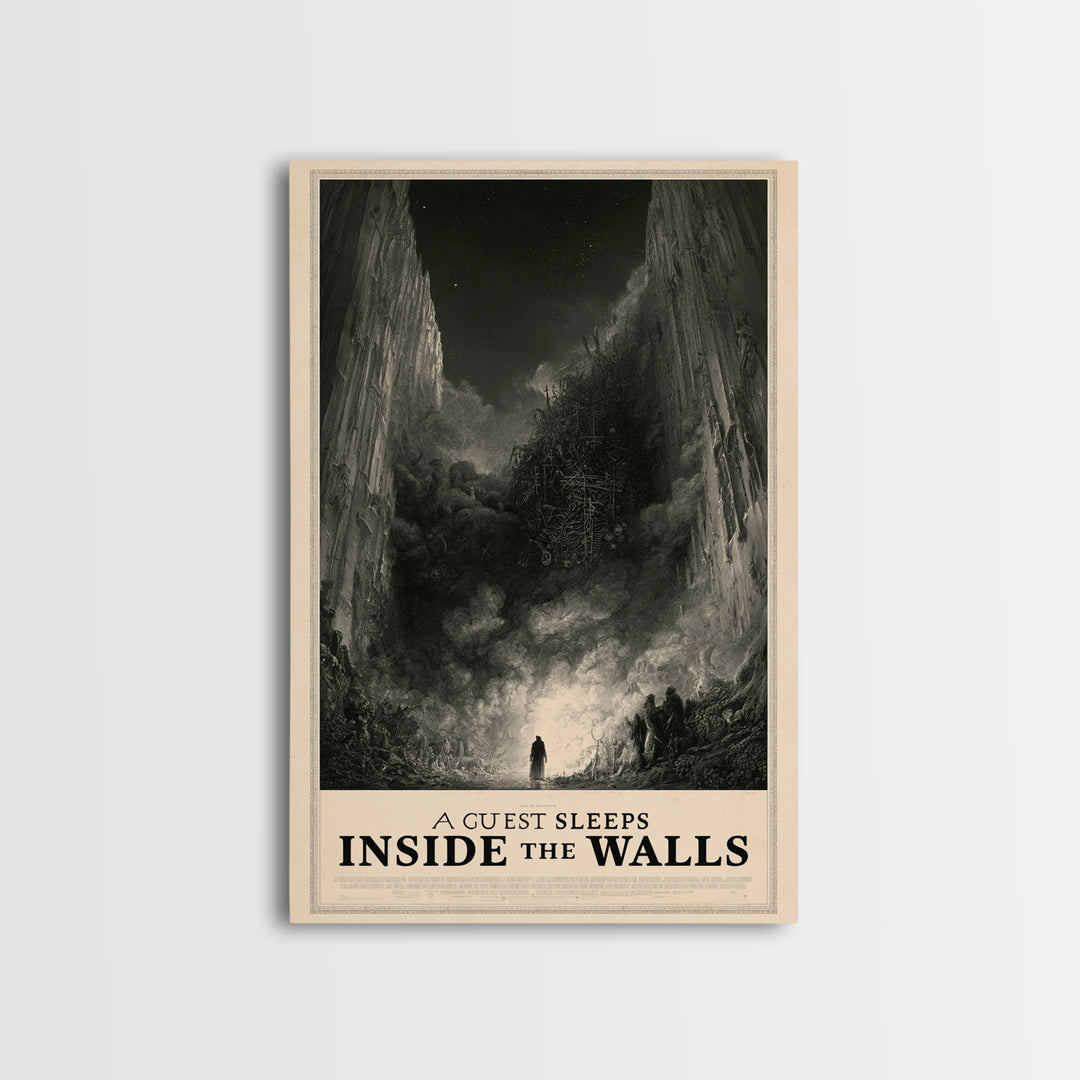 A Guest Sleeps Inside The Walls, English Language Horror Movie Poster, Gothic Engraving Art, Gothic Cinema Wall Art, Horror Wall Decor
