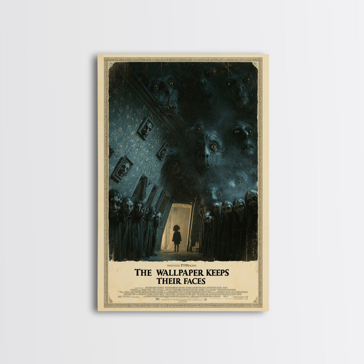 The Wallpaper Keeps Their Faces, English Language Horror Movie Poster, Dark Romantic Horror Art, Classic Monster Poster