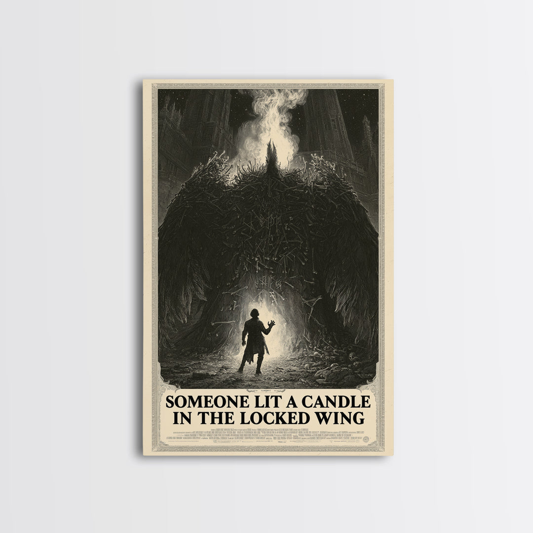Someone Lit A Candle In The Locked Wing, English Language Horror Movie Poster, Gothic Engraving Art, Classic Monster Poster