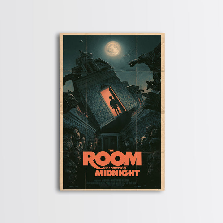 The Room That Arrives At Midnight, English Language Horror Movie Poster, Giallo Horror Art, Retro Horror Movie Art, Canvas Print