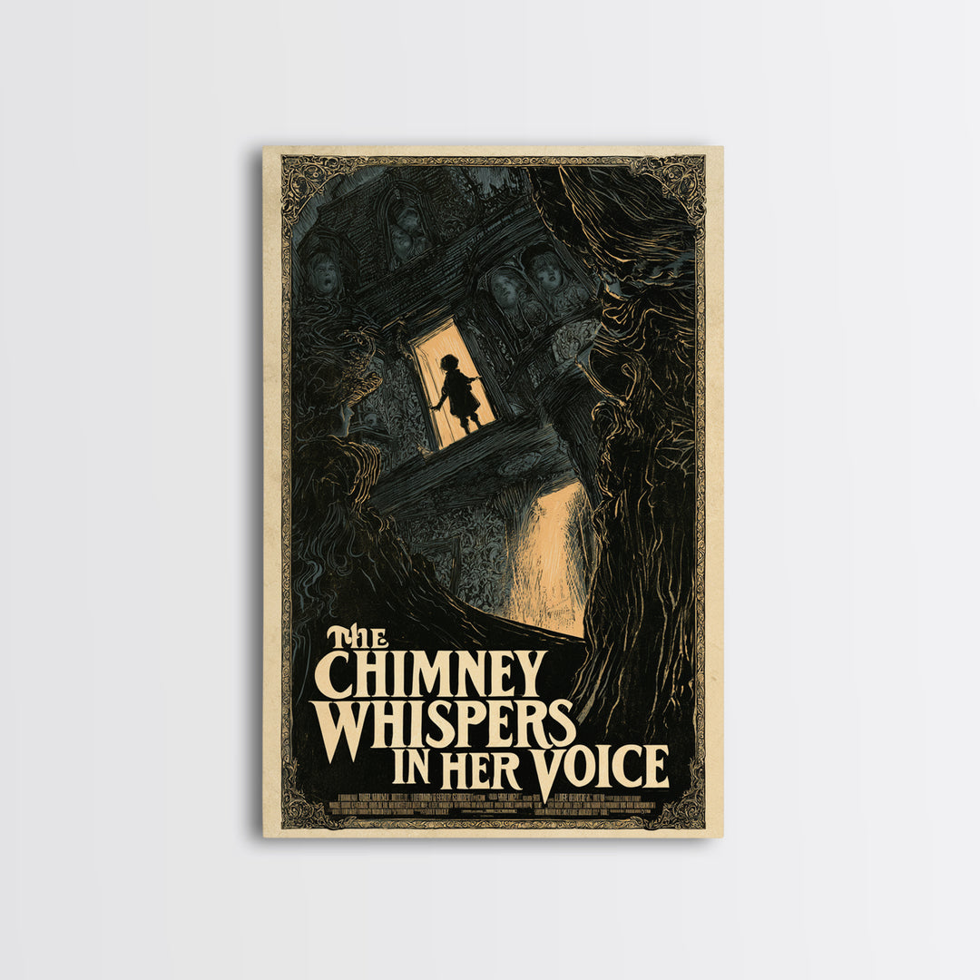 The Chimney Whispers In Her Voice, English Language Horror Movie Poster, Decadent Line Art, Gothic Cinema Wall Art, Canvas Print
