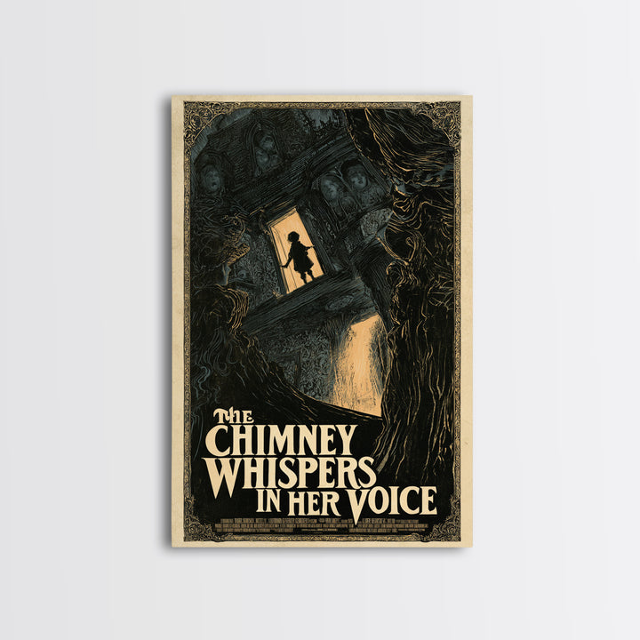 The Chimney Whispers In Her Voice, English Language Horror Movie Poster, Decadent Line Art, Gothic Cinema Wall Art, Canvas Print