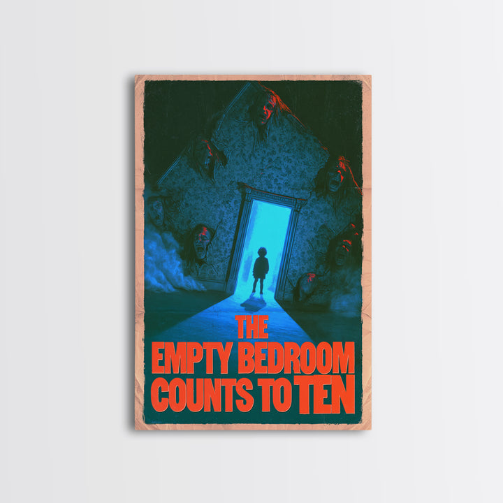 The Empty Bedroom Counts To Ten, English Language Horror Movie Poster, 1980s Vhs Nightmare Cover Inspired Art, Cult Horror Poster