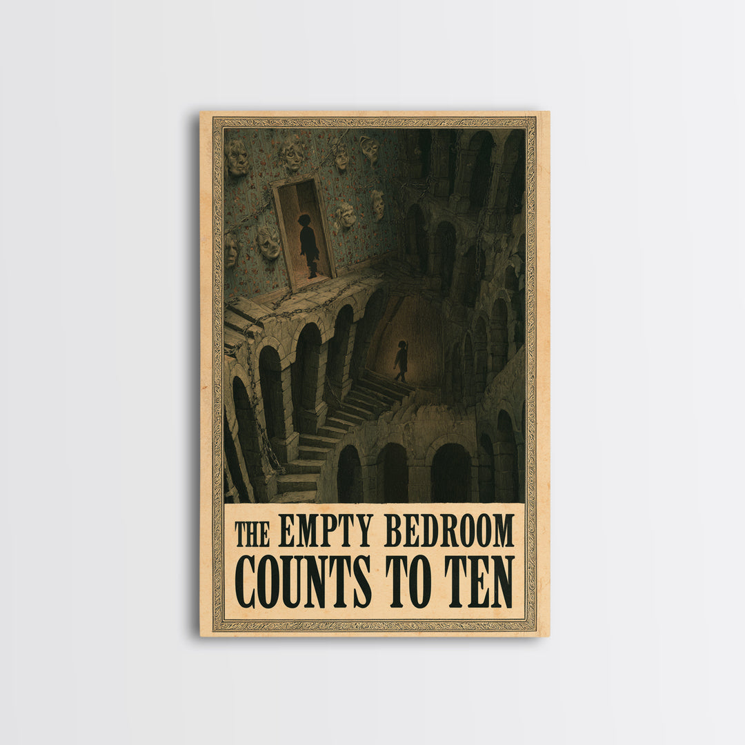 The Empty Bedroom Counts To Ten, English Language Horror Movie Poster, Architectural Etching Art, Gothic Cinema Wall Art