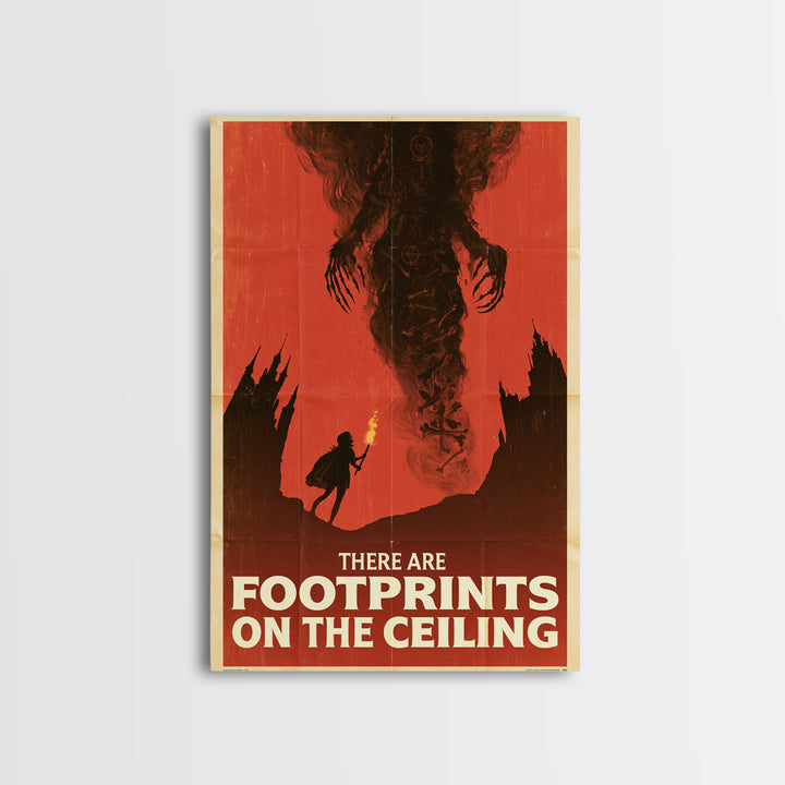 There Are Footprints On The Ceiling, English Language Horror Movie Poster, 1960s Horror Art, Cult Horror Poster, Framed Canvas Print