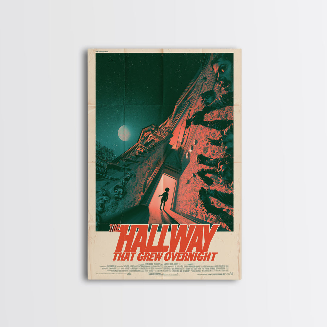 The Hallway That Grew Overnight, English Language Horror Movie Poster, Giallo Horror Art, Cult Horror Poster, Framed Canvas Print