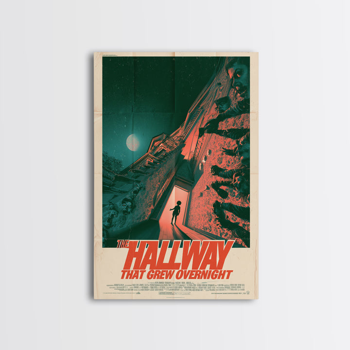 The Hallway That Grew Overnight, English Language Horror Movie Poster, Giallo Horror Art, Cult Horror Poster, Framed Canvas Print