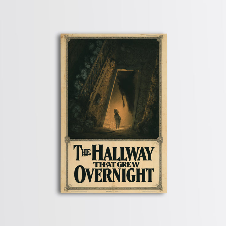 The Hallway That Grew Overnight, English Language Horror Movie Poster, Gothic Nightmare Art, Gothic Cinema Wall Art, Canvas Print