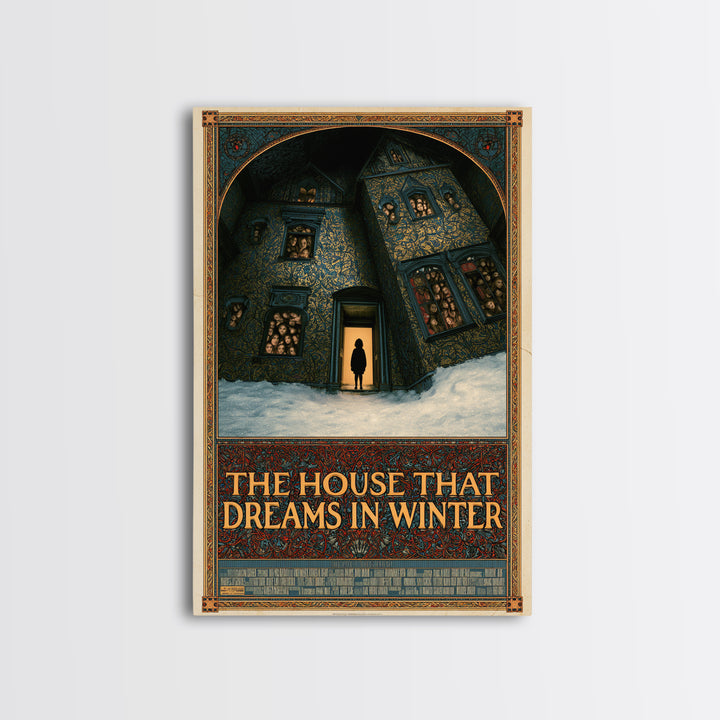 The House That Dreams In Winter, English Language Horror Movie Poster, Stained Glass Gothic Art, Cult Horror Poster, Framed Canvas Print