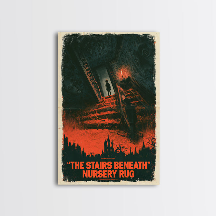 The Stairs Beneath The Nursery Rug, English Language Horror Movie Poster, 1960s Horror Art, Gothic Cinema Wall Art, Canvas Print