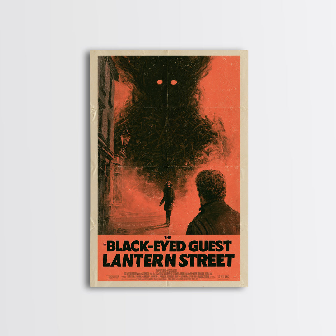 The Black-Eyed Guest Of Lantern Street, English Language Horror Movie Poster, 1970s Horror Art, Cult Horror Poster, Canvas Print